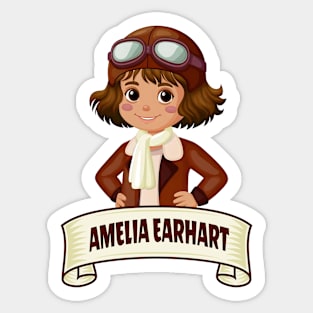 Amelia Earhart Kids Girls Aviation Pilot Sticker